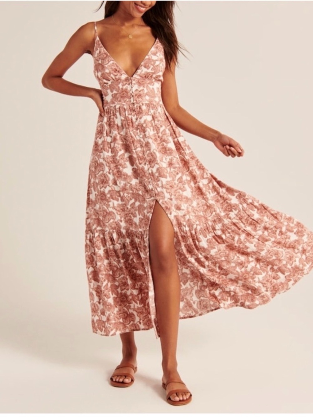 Abercrombie & Fitch Blush Rose Print Maxi Dress